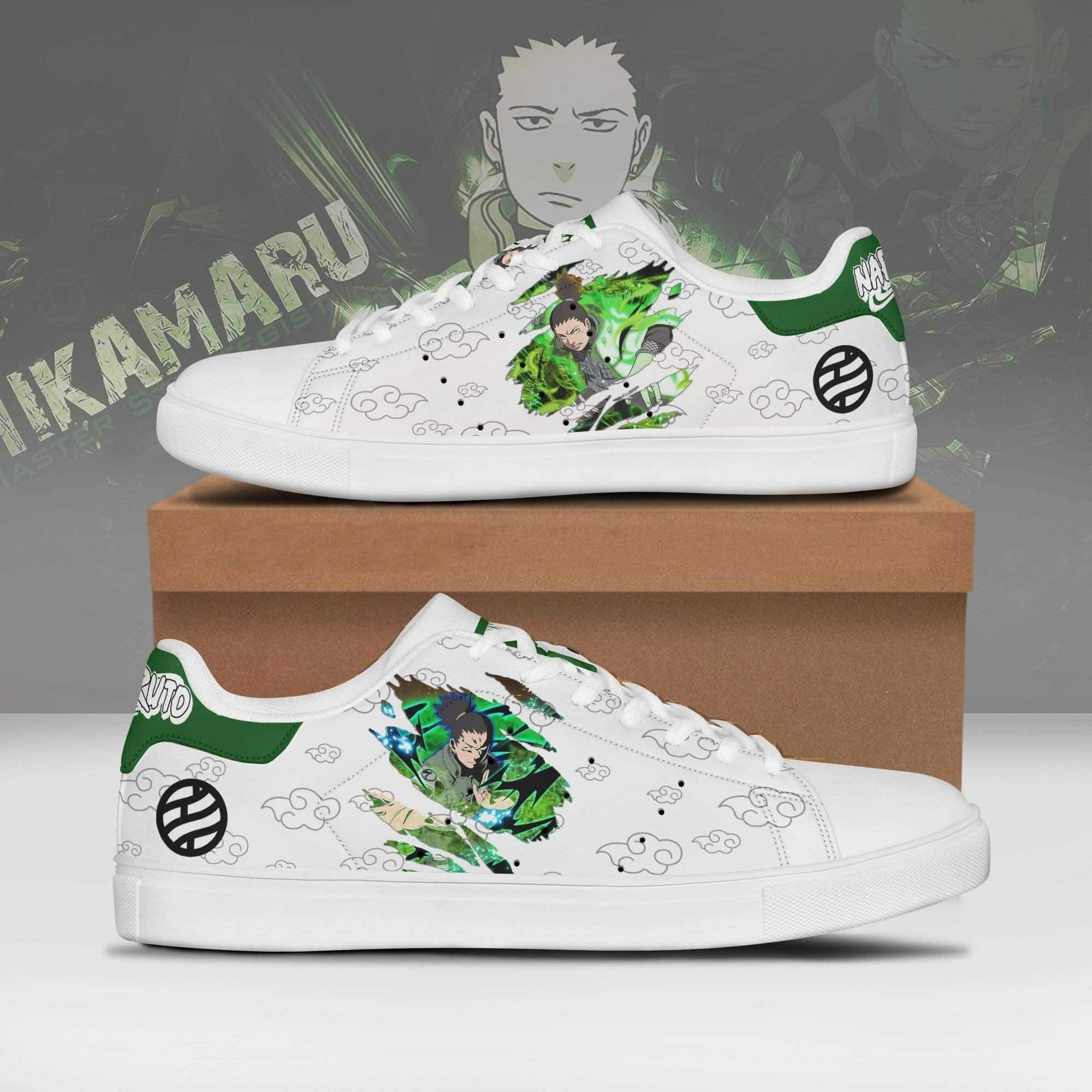 Shikamaru Nara Akatsuki Naruto Anime Christmas Gift For Fan Low Top Leather Skate Shoes Sneakers For Man And Women