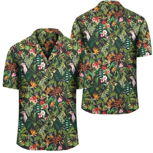 Tropical Flamingo Hibiscus Hawaiian Shirt 1