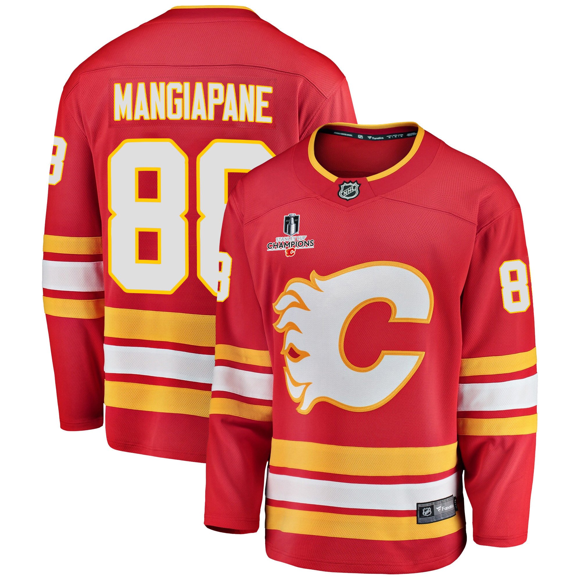 Calgary Flames Andrew Mangiapane 88 Home 2022 Stanley Cup Champions Breakaway Men Jersey – Red