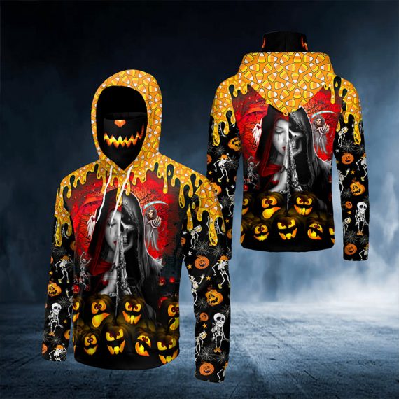 Halloween Couple Skull 3D All Over Printed Bandana Hoodie Us Size