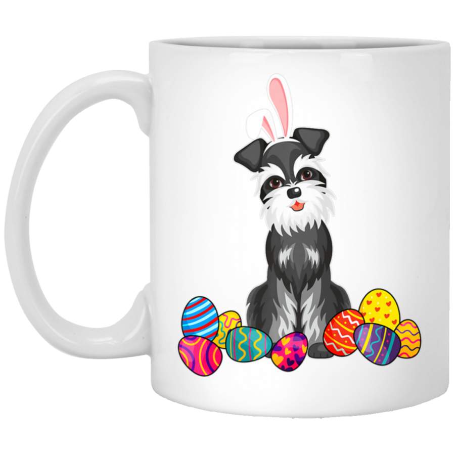 Standard Schnauzer Bunny Ear With Egg Easter Easter Day Shir 11oz 15oz White Mug Happy Easter Day Funny Colors Eggs Bunny Ears Peeps Cute