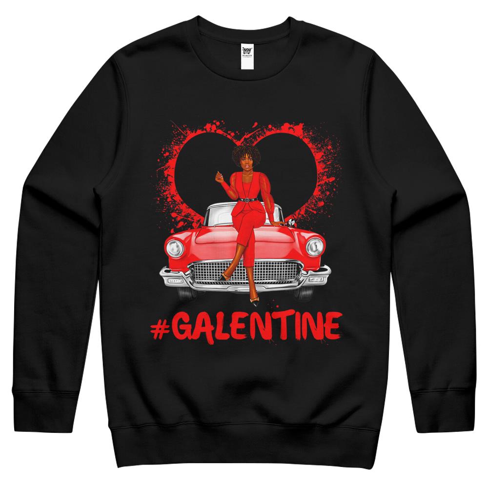 Galentines Day Single Best Melanin Queen Black Women Friends Crewneck Sweatshirt