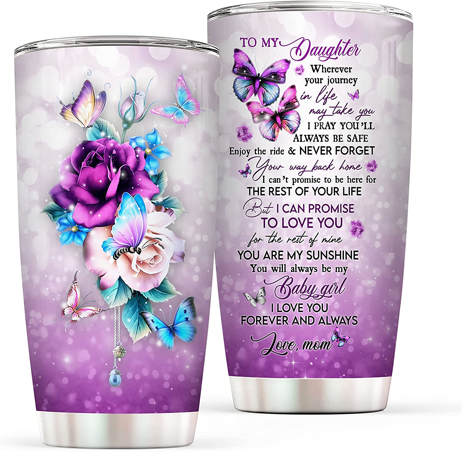 20 Oz Daughter Tumblers To My Daughter, Daughter Gift From Mom – To My Daughter 20Oz Insulated Stainless Steel Tumbler Coffee Mug – Christmas, Wedding Day, Mother’S Day, Valentines Day, Birthday Gifts For Daughter From Mother