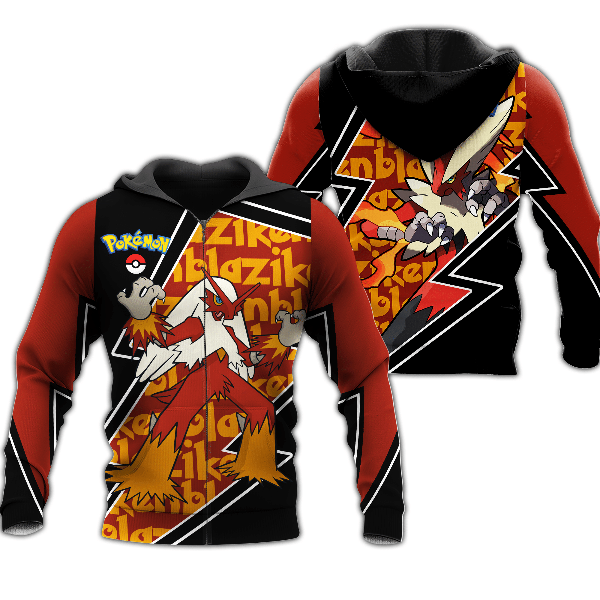 Blaziken Zip Hoodie Costume Pokemon Shirt Fan Gift Idea