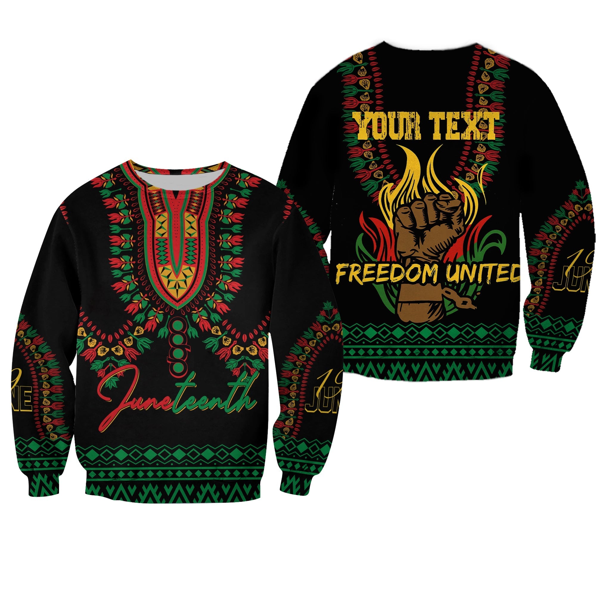 Juneteenth Dashiki Personalised Sweatshirt Freedom United – Pan – African Flag Lt7