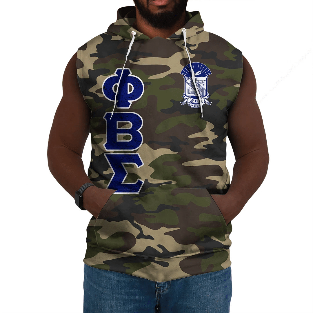 (Custom) Africa Zone Hoodie – Phi Beta Sigma Camouflage Sleeveless Hoodie A31