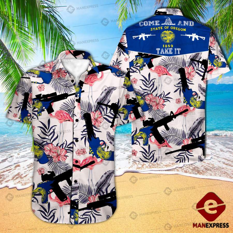 Oregon United Patriot Three Percenter Hawaiian Shirt Ha32499