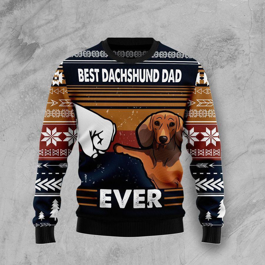 Best Dachshund Dad Ever Ugly Christmas Sweater | Unisex | Adult | Us1776