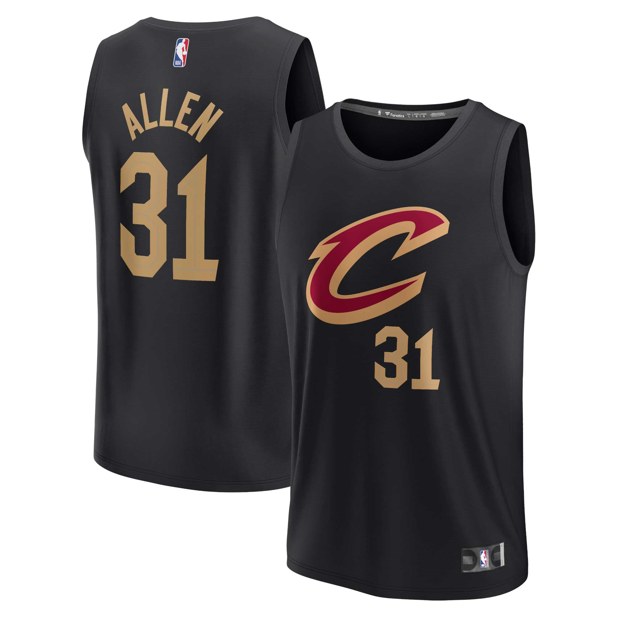 Jarrett Allen Cleveland Cavaliers Youth 2021/22 Fast Break Player Jersey – Black – Statement Edition