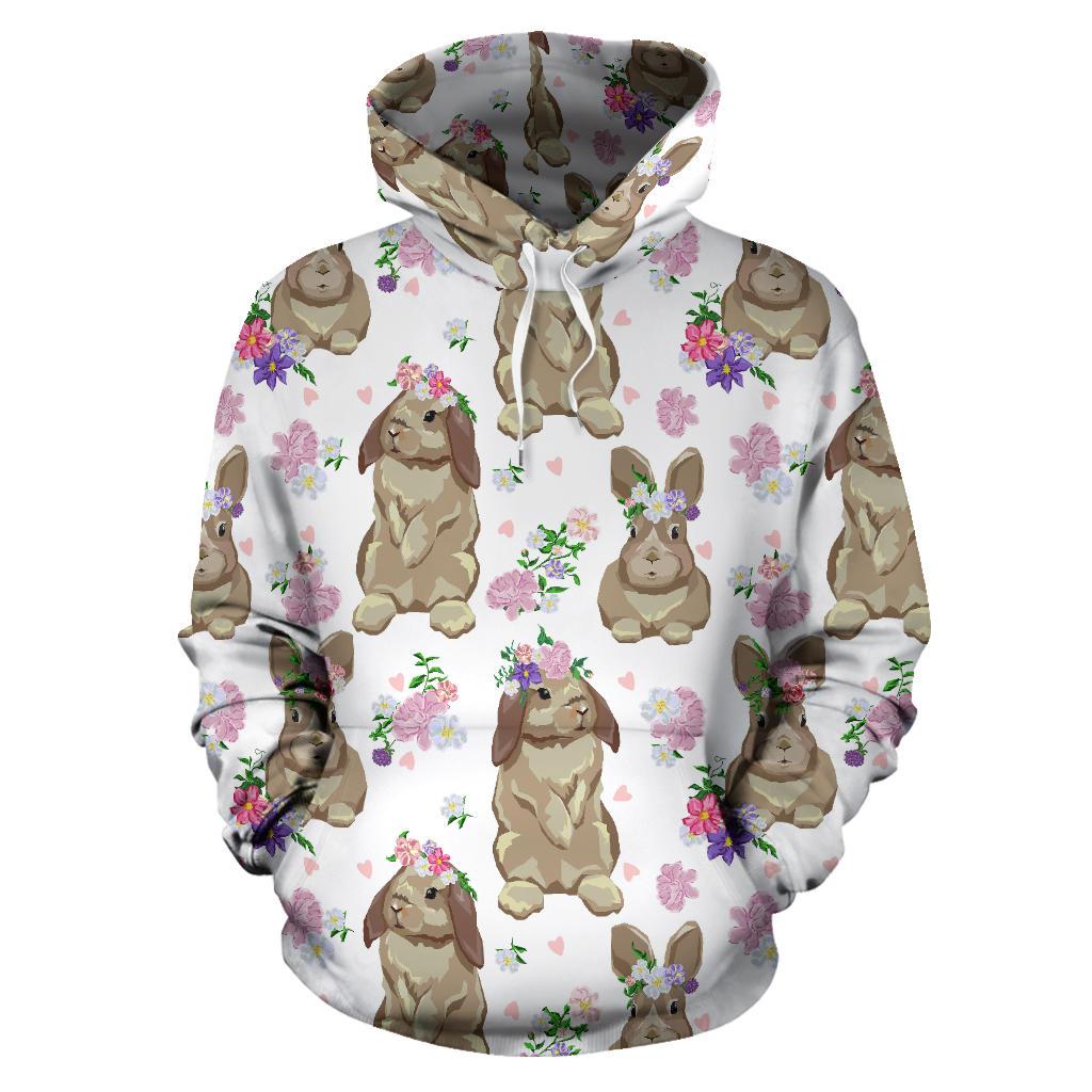 Rabbit Pattern Men Women Pullover Hoodie