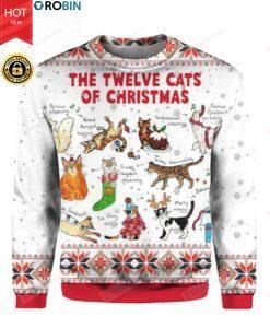 The Twelve Cats Of Christmas Ugly Christmas Sweater, All Over Print Sweatshirt