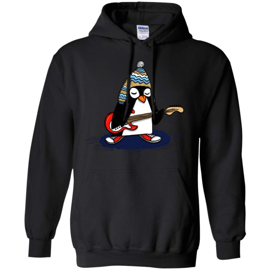 Penguin Playing Guitar – Mens – Hoodie – Small to 5XL