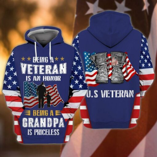 Veteran Grandpa 3D All Over Print Shirts For Men & Women, Happy Veteran Memorial 3D Shirts, Veteran Day