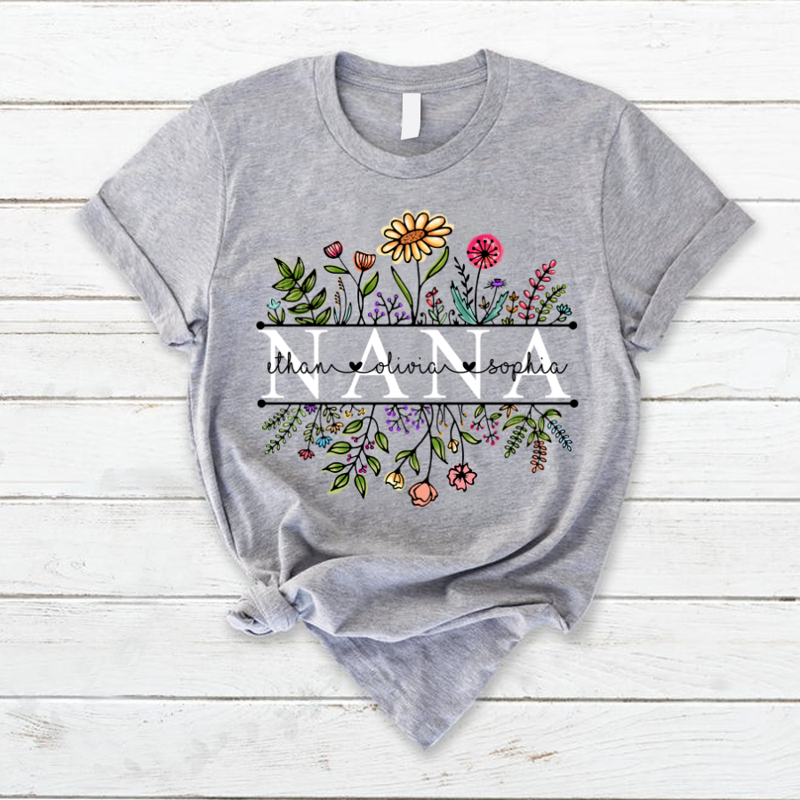 Wildflowers Nana And Grandkids, Grandma Shirt T-Shirt