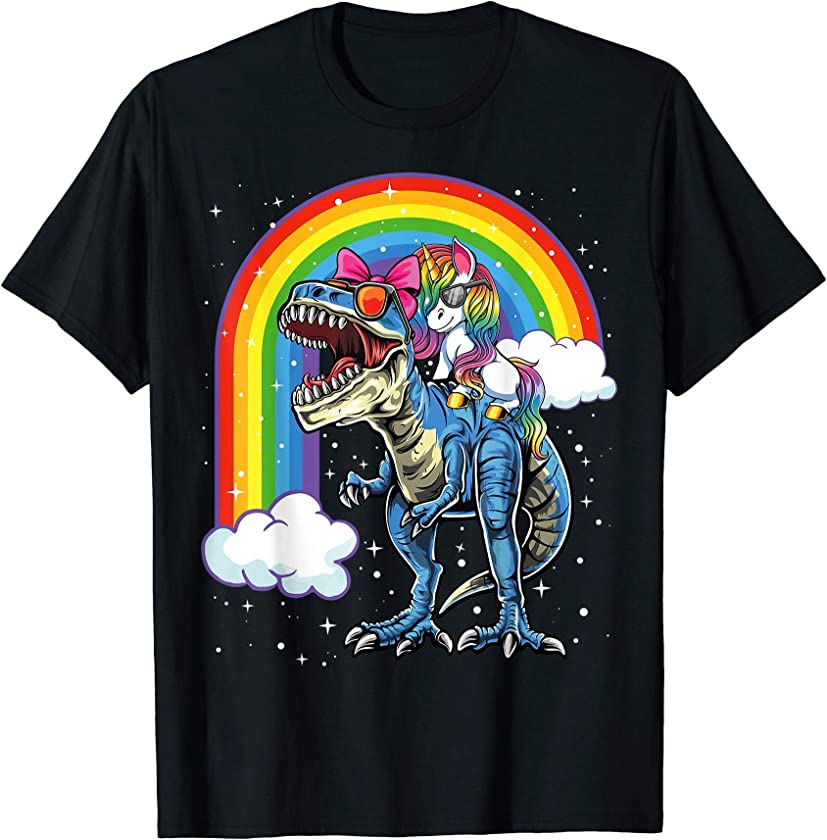 Unicorn Riding T rex, Dinosaur Boys Girls Kids Gift Men T-Shirt