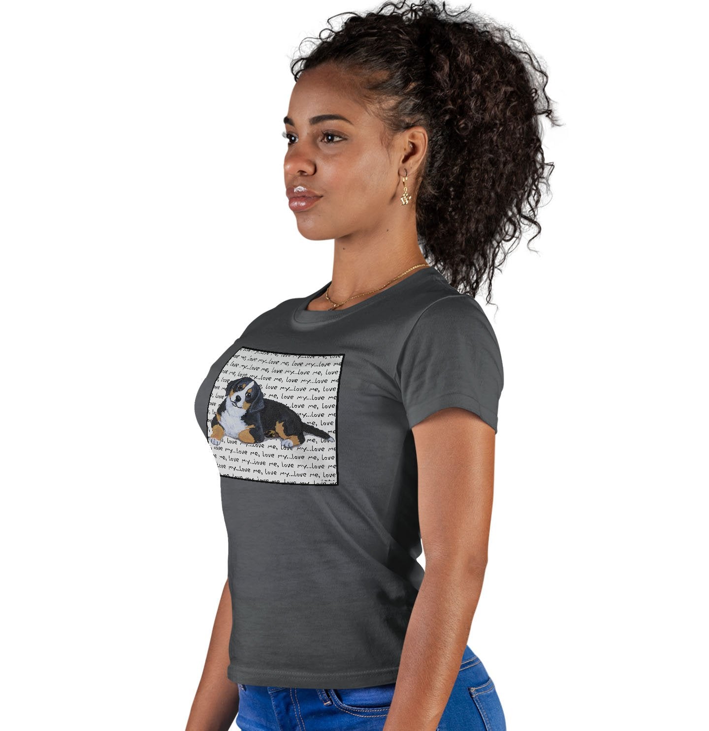 Bernese Mountain Dog Puppy Love Text – Women’S Fitted T-Shirt