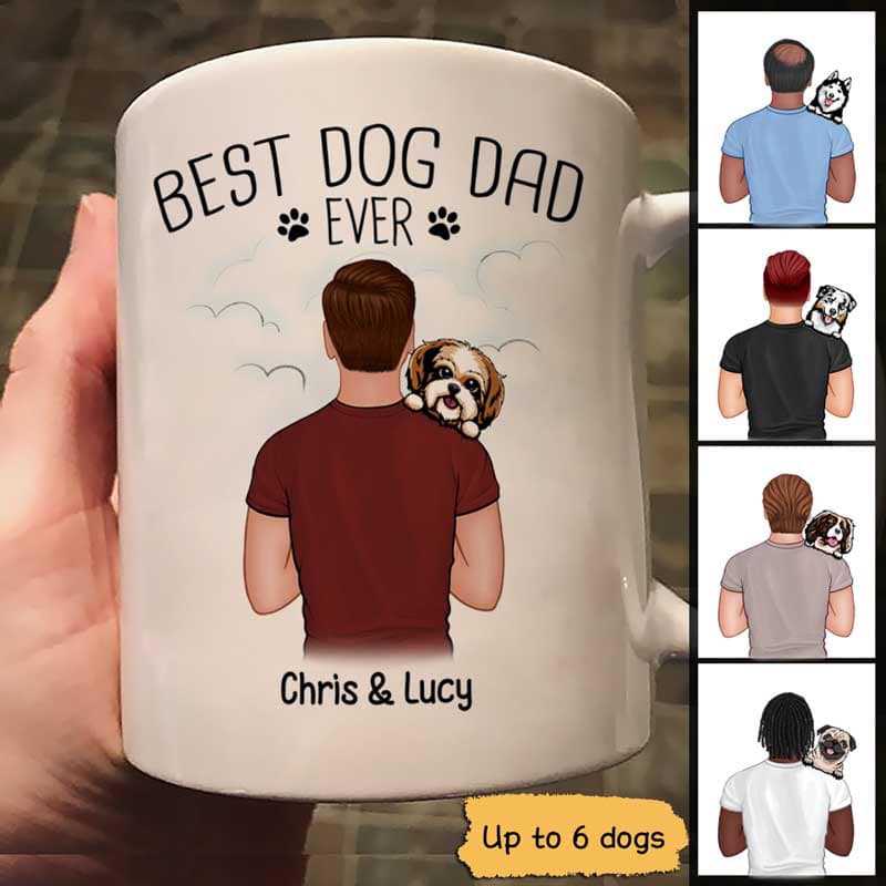 Dad Carrying Dogs On Shoulder Father‘S Day Gift Personalized Mug