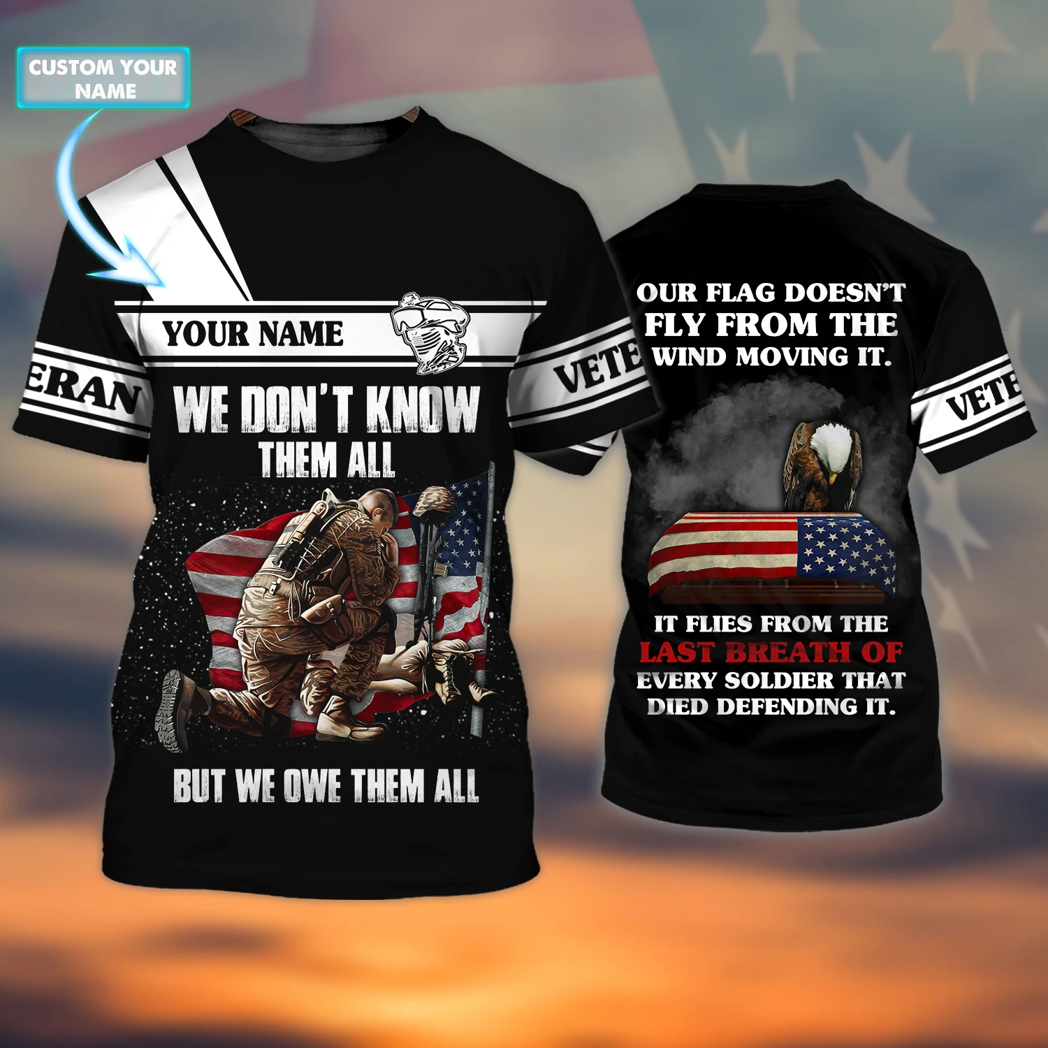 We Don’T Know Them All But We Owe Them All – Personalized Name Veteran 3D All Over Printed, 3D Graphic Printing Us Veteran Shirt