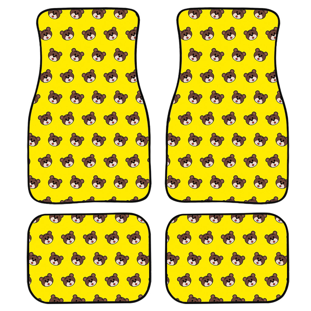 Bear Emoji Pattern Print Front And Back Car Floor Mats, Front Car Mat