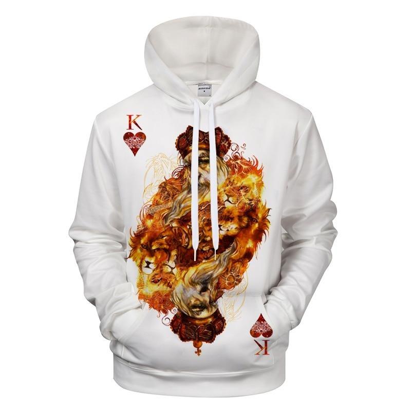 Fire Tiger King of Hearts Card Hoodie