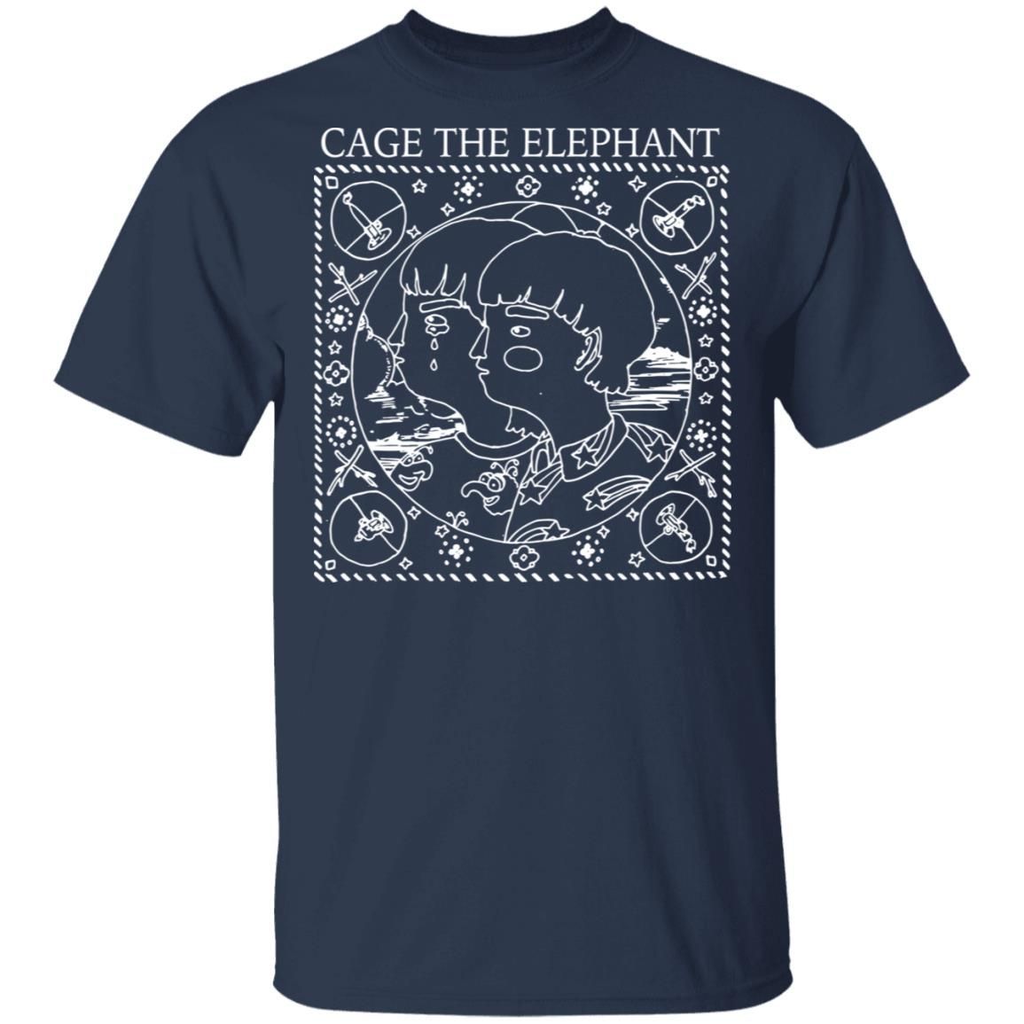 Cage The Elephant Merch Square Sketch Navy T-Shirt