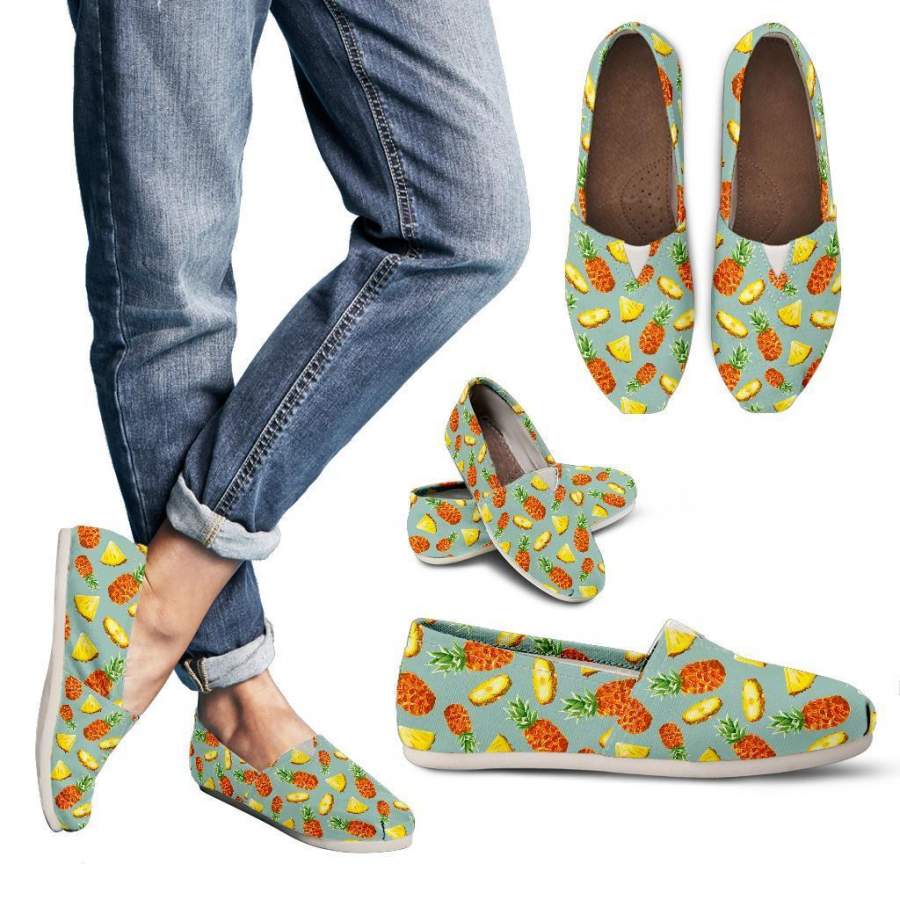 Watercolor Pineapple Pattern Print Women’s Casual Shoes