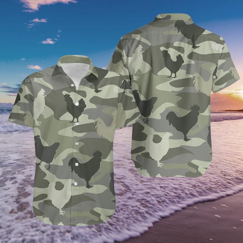 Get Now Chicken Camo Hawaii Aloha Shirts Ha24205