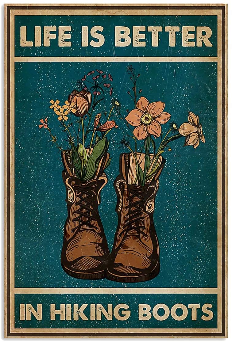 Vintage Boots And Flower – Life Is Better In Hiking Poster Art Print      Home Decor Gift For Men Women Family Friend On Birthday Xmas