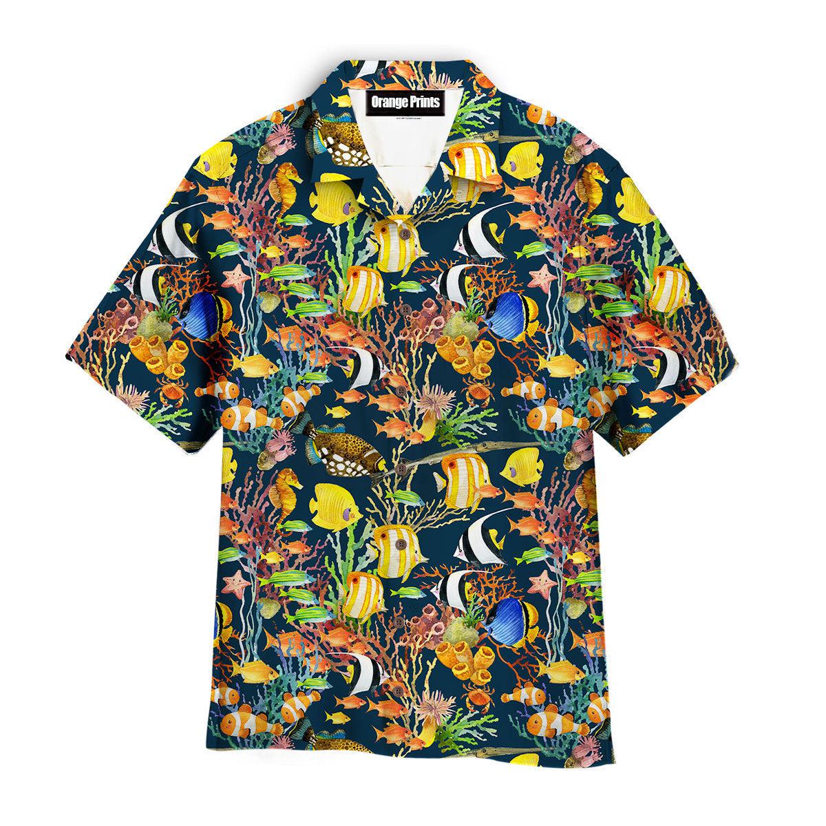 Tropical Sea Fish Pattern Aloha Hawaii Shirts For Men Women Ha55225