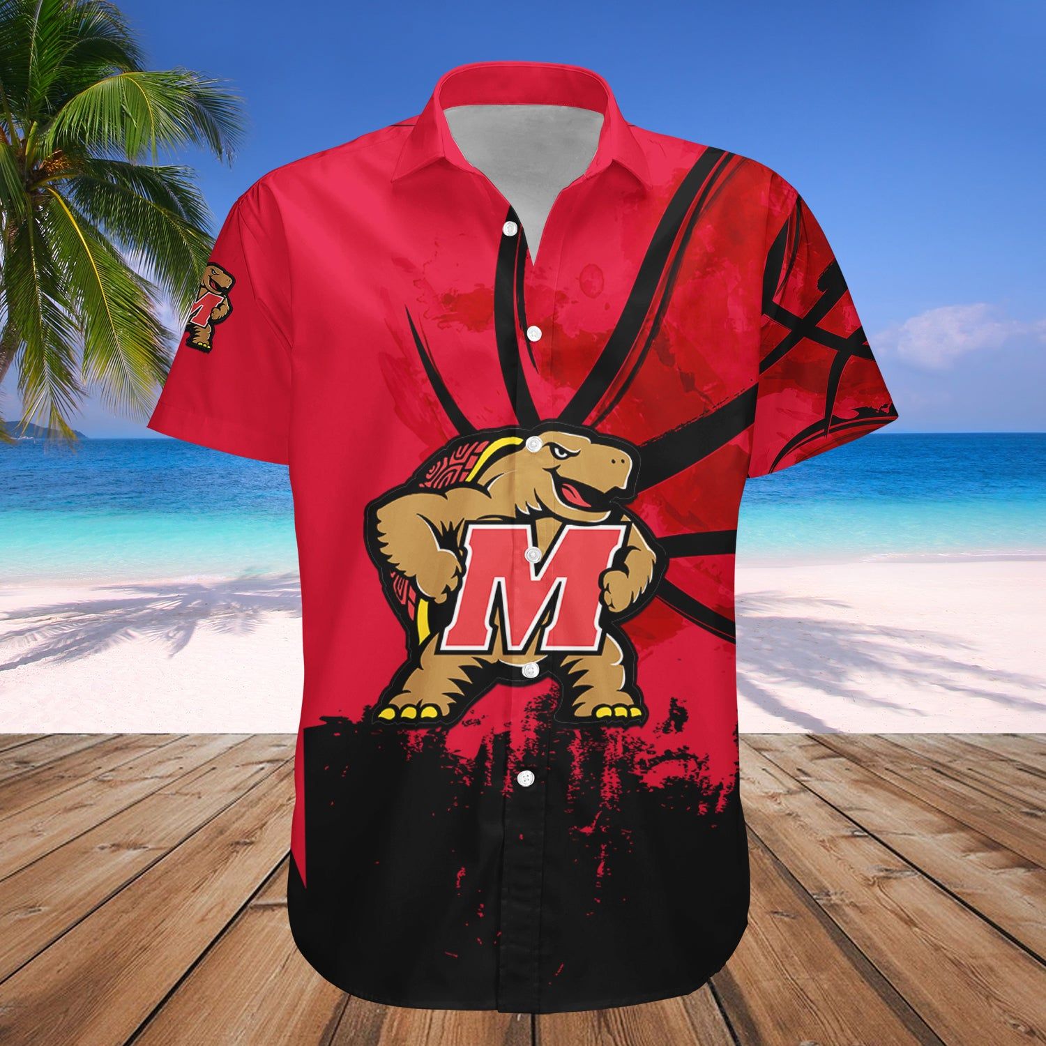 Maryland Terrapins Hawaii Shirt Basketball Net Grunge Pattern – NCCA