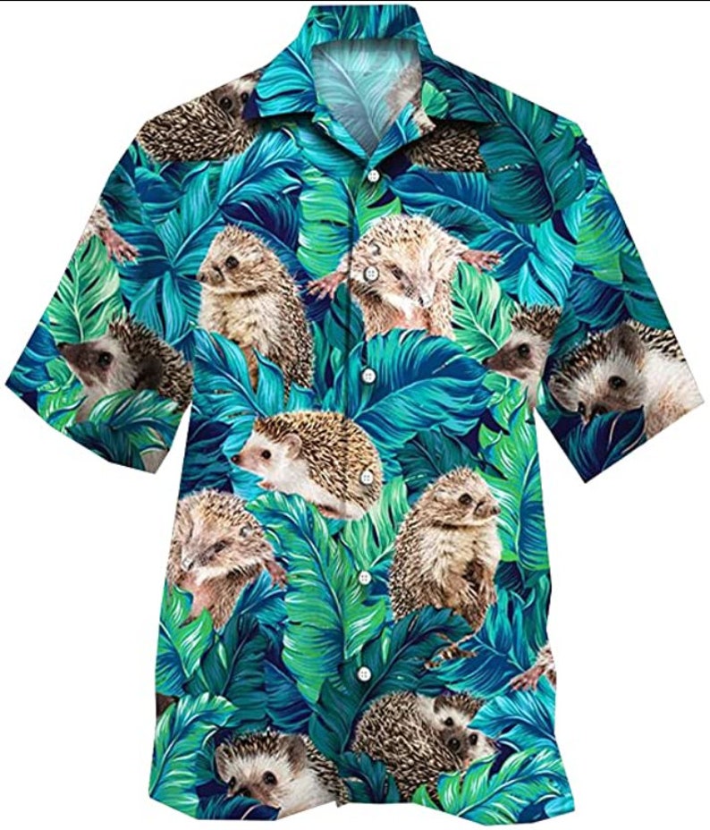 Tropical Hedgehog Hawaiian Shirt For Men Women – Rodents Animal Button Down Aloha Shirt, Short Sleeve Series – Vintage Hawaii Beach Shirt