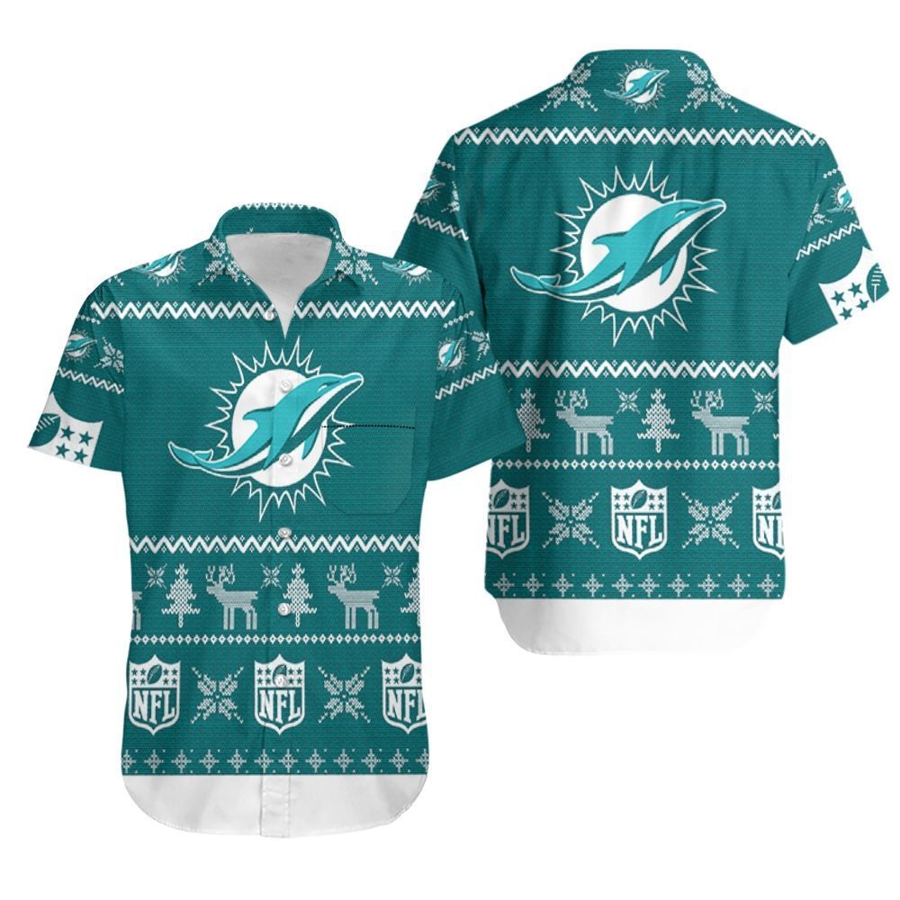 Miami Dolphins Ugly Sweatshirt Christmas 3D Hawaiian Shirt Combo Beach