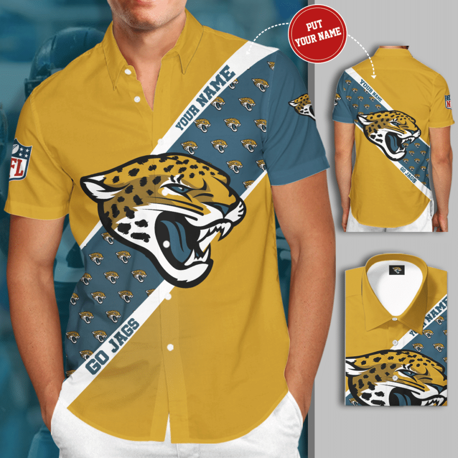 Personalized Jacksonville Jaguars Football Team All Over Print 3D Hawaiian Shirt-Yellow