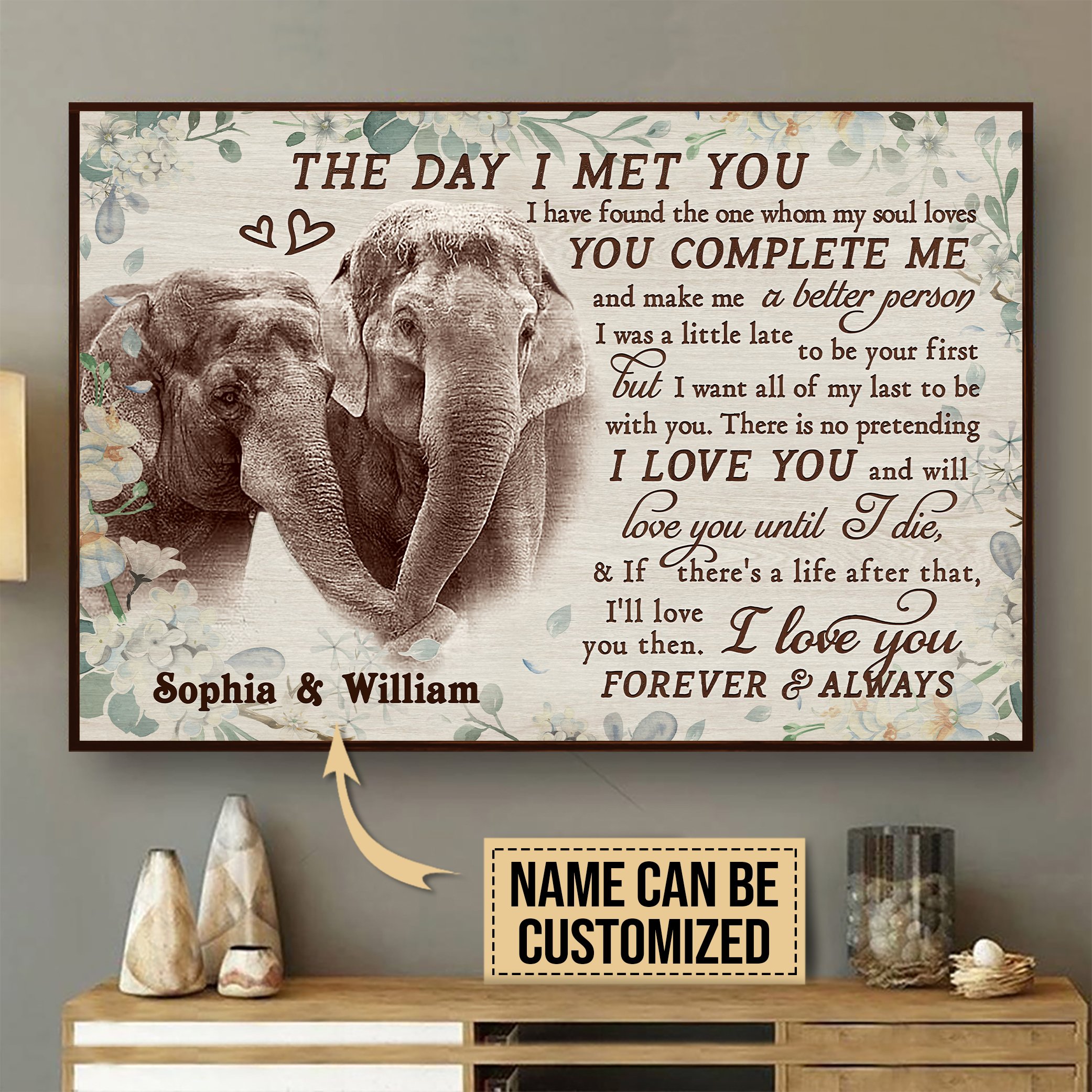 Personalized Elephant The Day I Met Poster