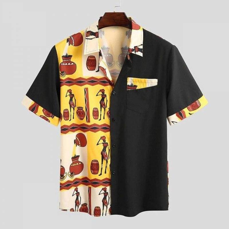 African Print Patchwork Dashiki Shirt