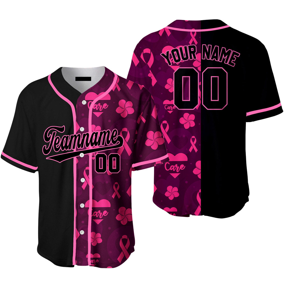 Custom Breast Cancer Pink White Baseball Jerseys For Men & Women