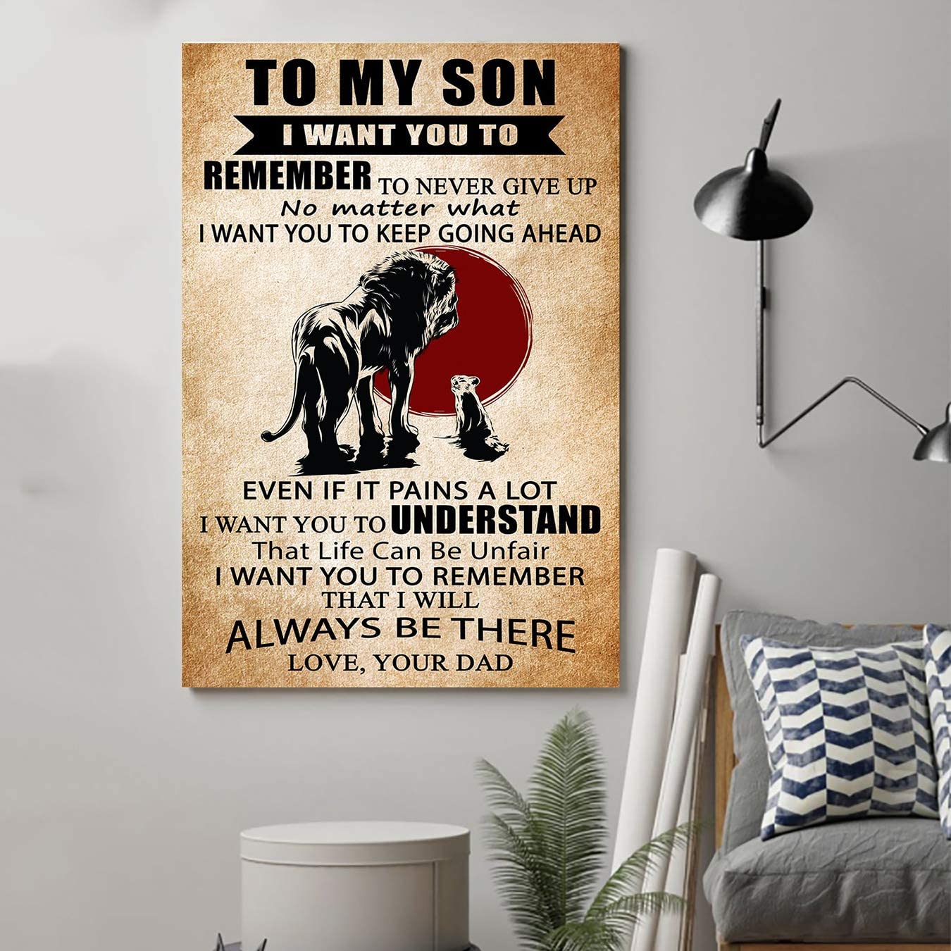 Lion Poster – Dad to Son – Remember to Give Up