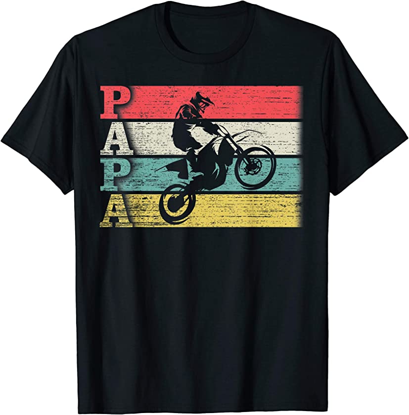 Vintage Retro Motorcross Dirt Bike Rider Papa Silhouette Tee T-Shirt