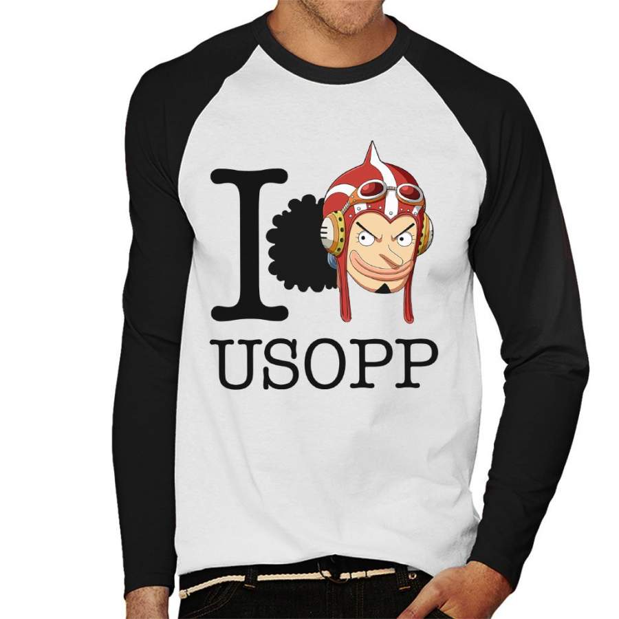I Heart Usopp One Piece Men’s Baseball Long Sleeved T-shirt