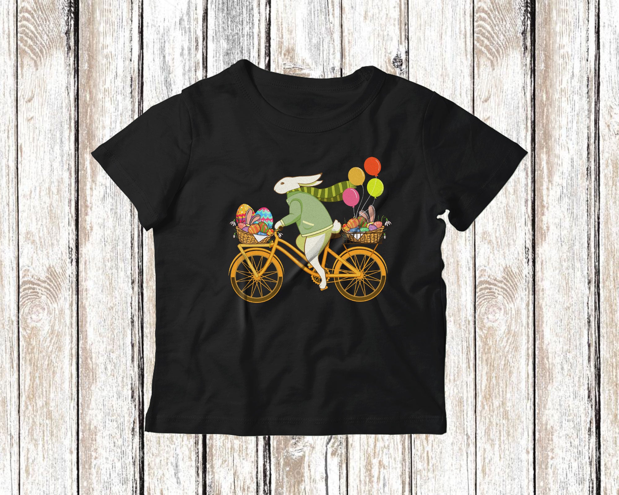 Bunny Riding Bicycle Easter Egg Cute Easter Bunny Boys Girls Kids Egg Hunt Lover Gifts T-Shirt