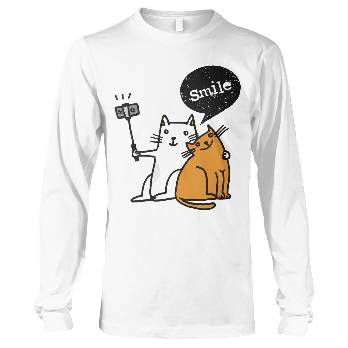 When My Cat Has A Crush, Funny & Cute Selfie Cat Couple Long Sleeve T-Shirt