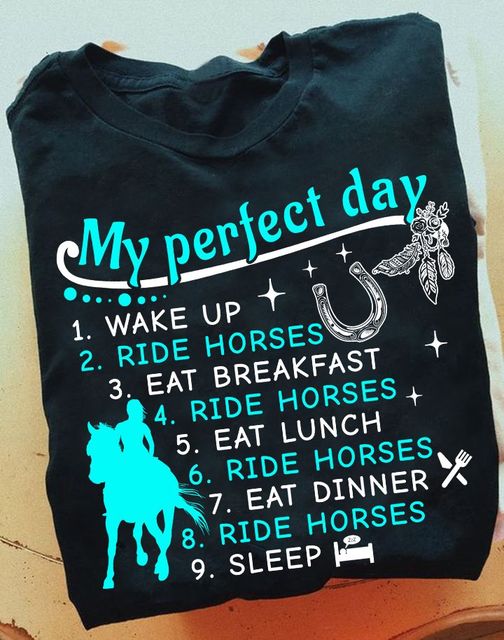 My Perfect Day Wake Up Ride Horse Funny Horse Lovers Gift Standard/Premium T-Shirt