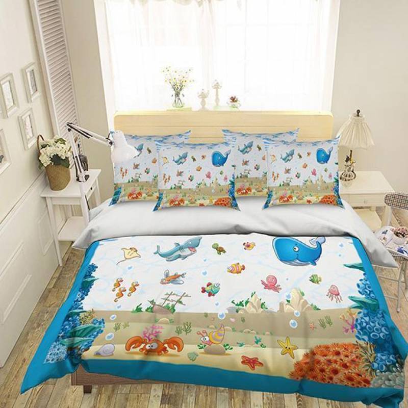 3D Cartoon Whale 134 Bedding Set Pillowcases Quilt