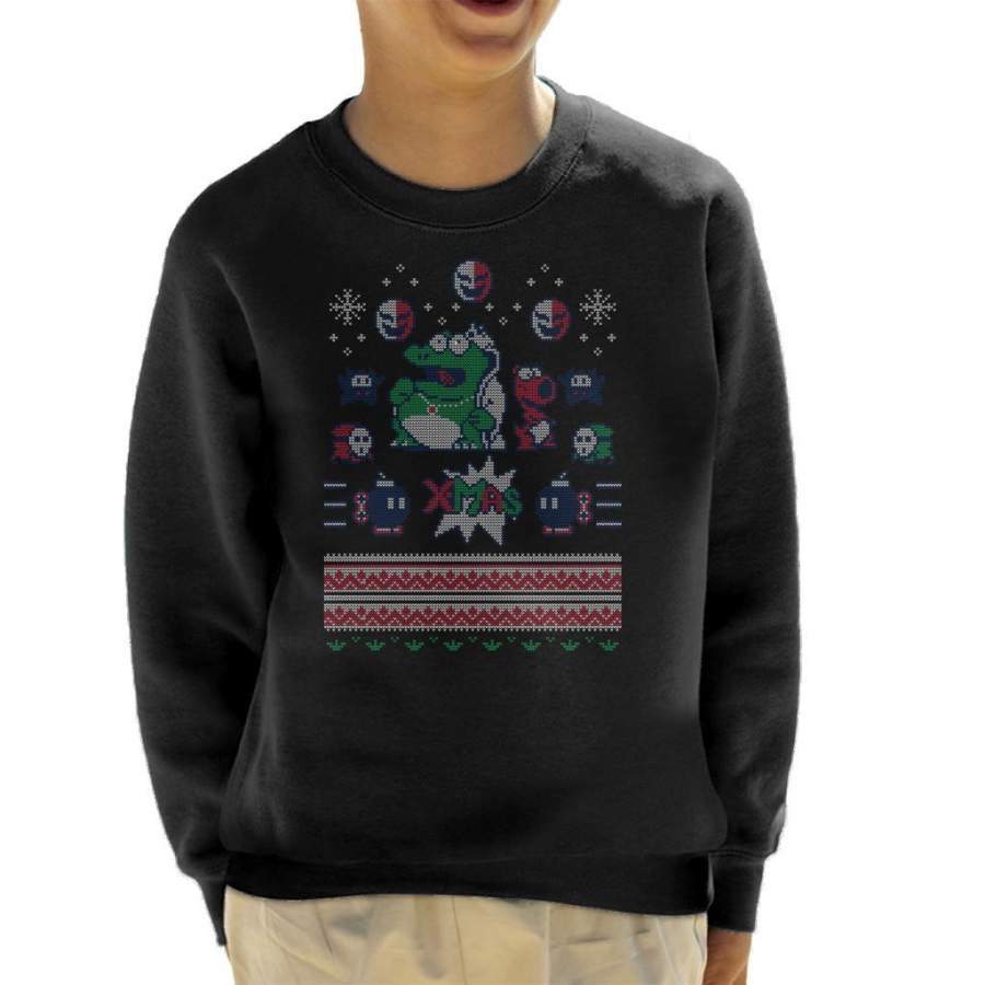 Super Mario Brothers King Koopa Christmas Knit Pattern Kid’s Sweatshirt