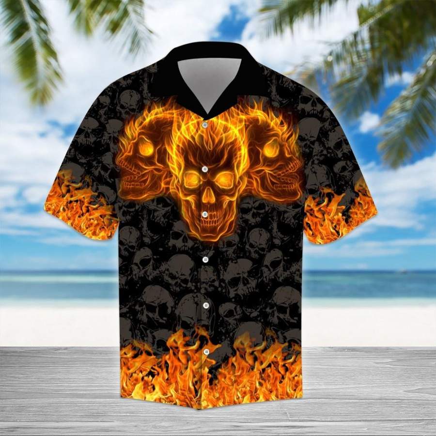 Burning Skulls Hawaii Shirts Ha38619