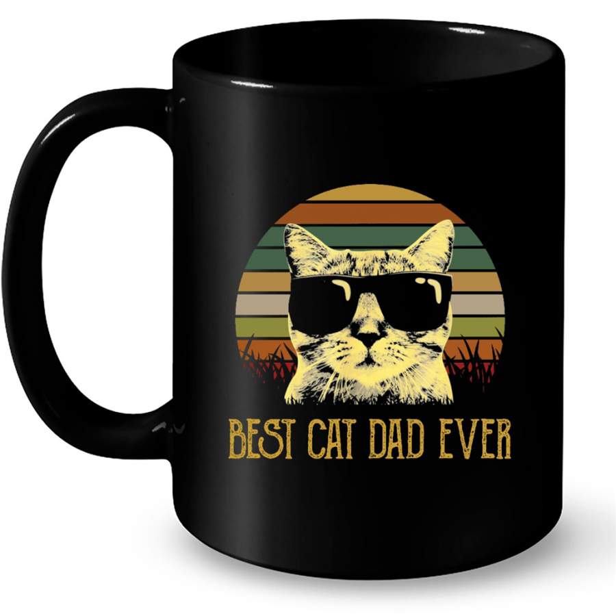 Best Cat Dad Ever Classic Vintage Retro – Full-Wrap Coffee Black Mug