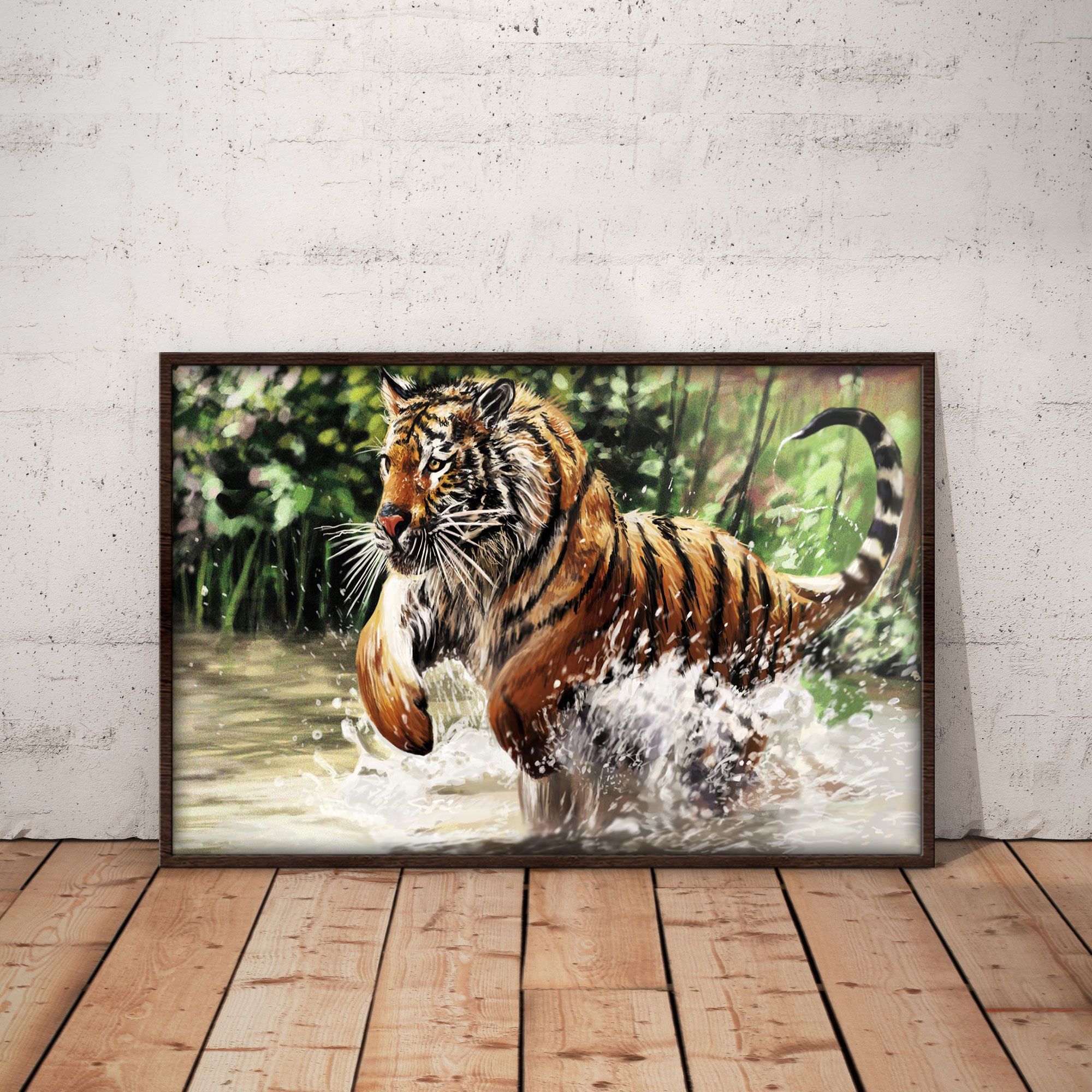 B1506 G816 Water Tiger Painting Poster & Canvas