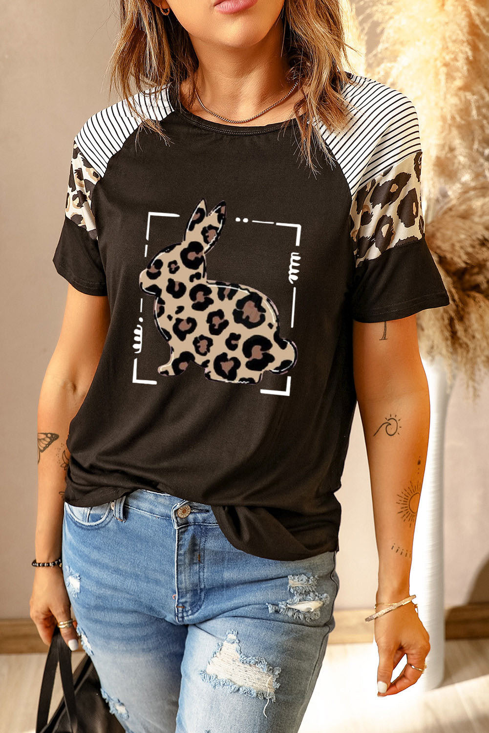 Leopard Easter Bunny Short Sleeve Tee