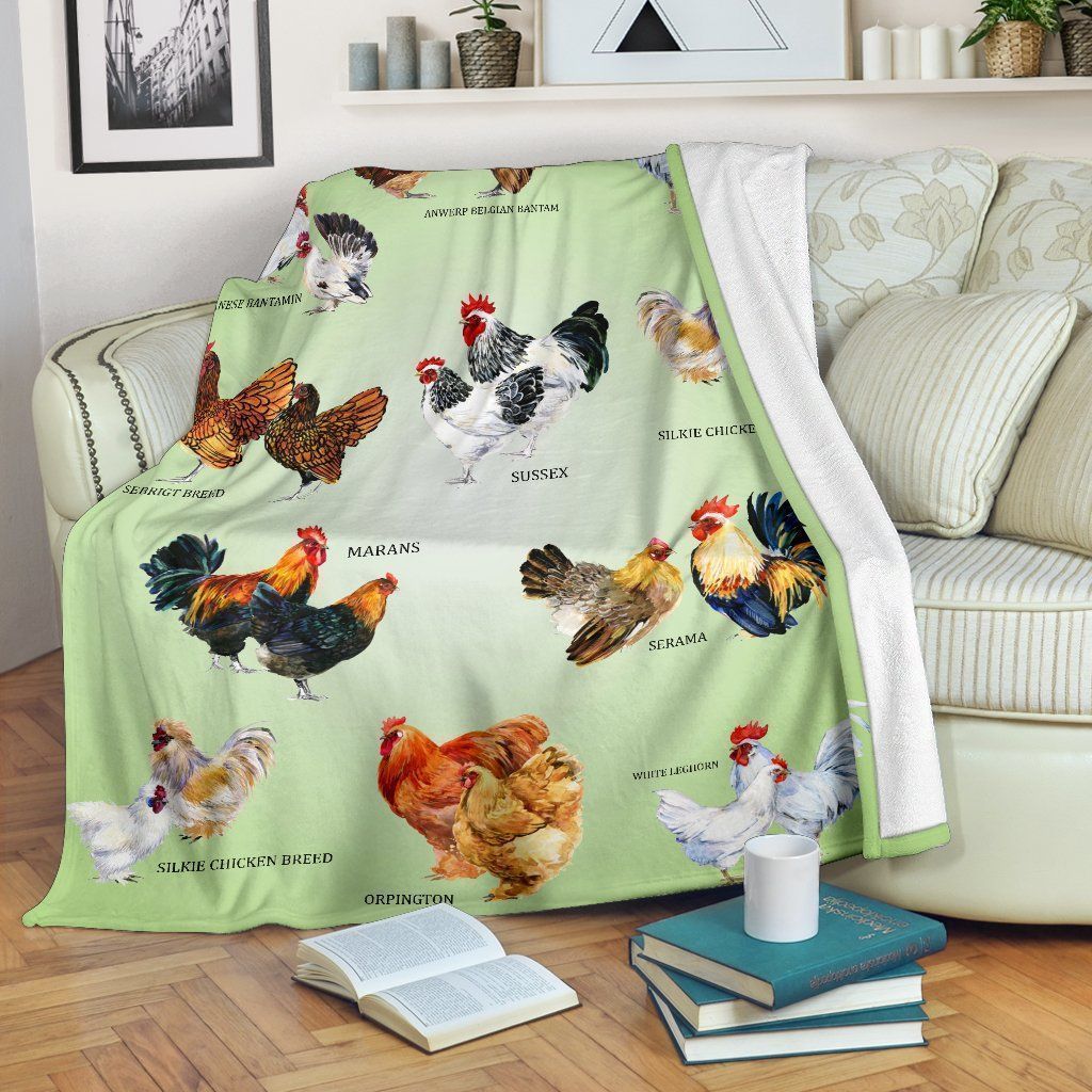 [Personalized Name]  List Of Chicken Breed Pale Green Fleece Blanket, Sherpa Blanket, Gift For Family Member, Friends Gift, Christmas Gift, Home Decor, Home Living