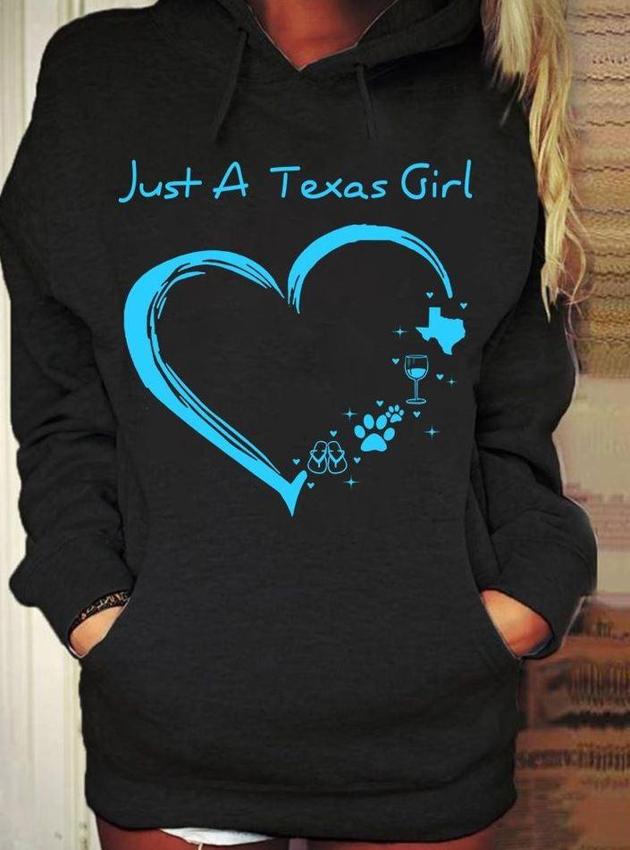 Just A Texas Girl Love Wine Dog Flip Flops Gift Standard Hoodie